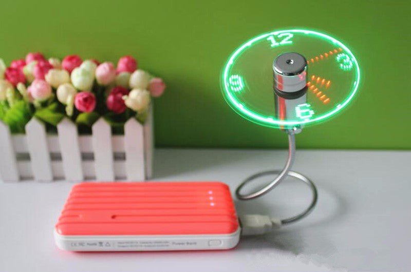 Mini USB Fan portable Flexible Gooseneck LED Clock